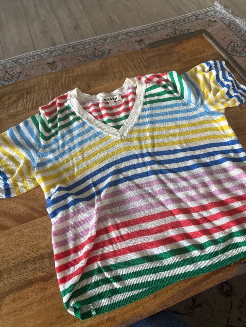 Boden: Liv V-Neck Linen T-Shirt - Picture 4 of 6